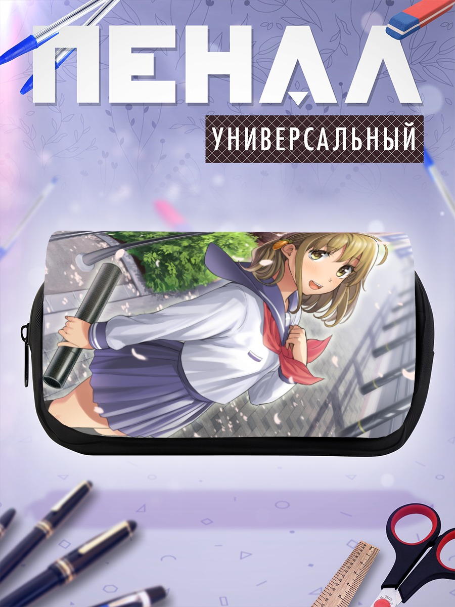 Пенал-косметичка Школьница с лепестками