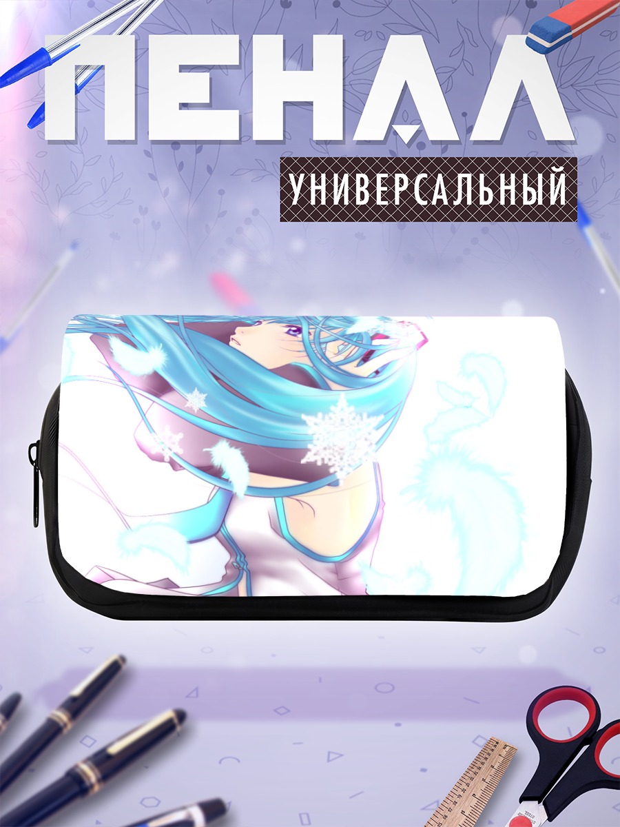 Пенал-косметичка Мику Хацунэ в снежинках