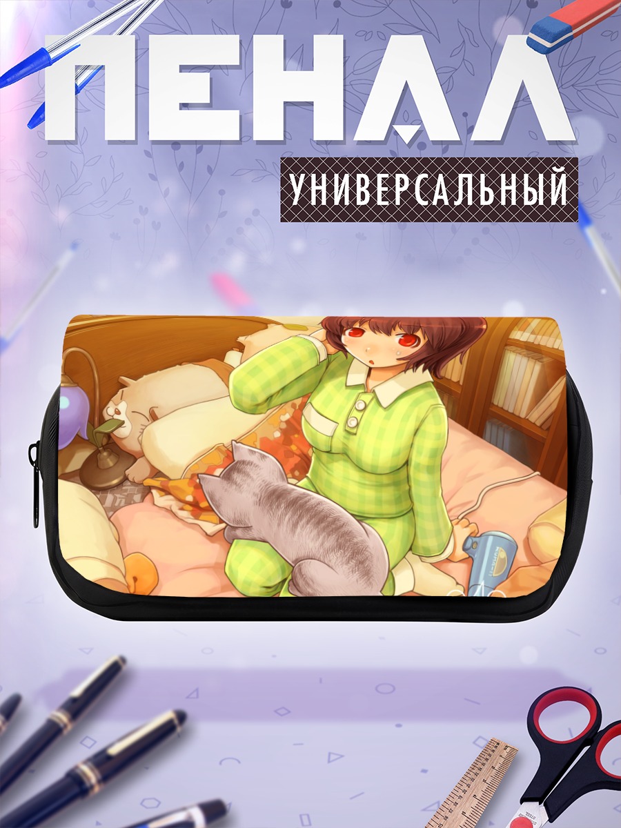 Пенал-косметичка Девочка с котом в пижаме