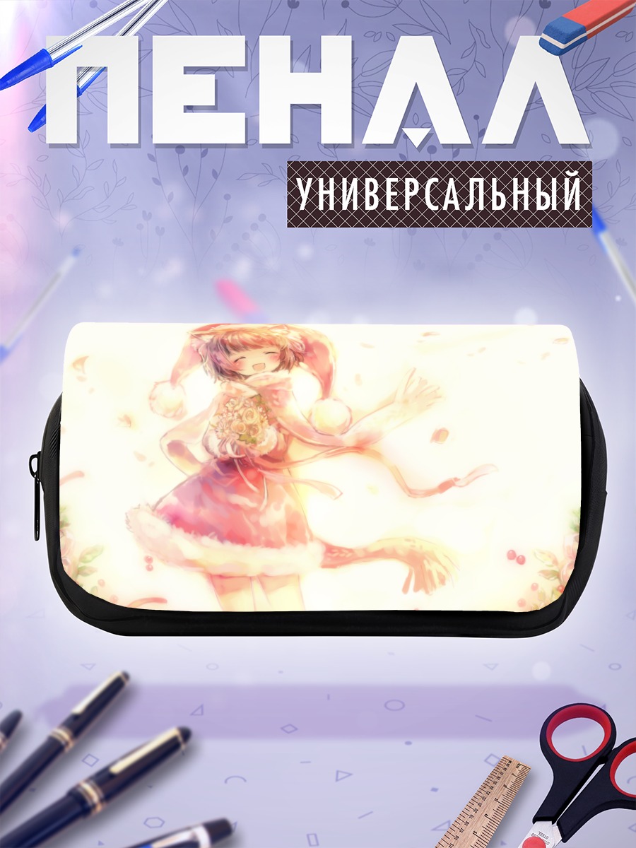 Пенал-косметичка Девочка-кошка в лепестках