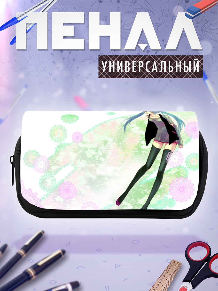 Пенал-косметичка Мику Хацунэ в цветах