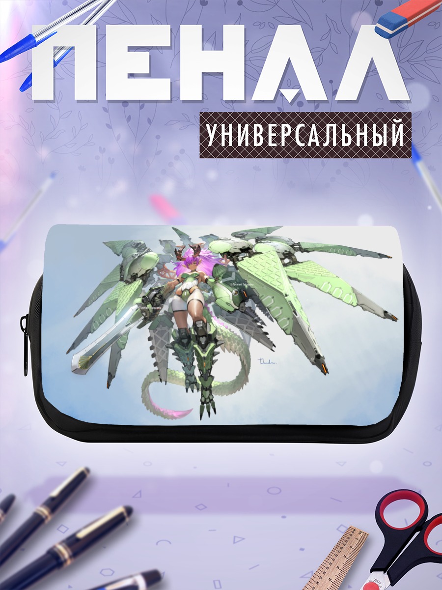 Пенал-косметичка Меха-девушка в облаках