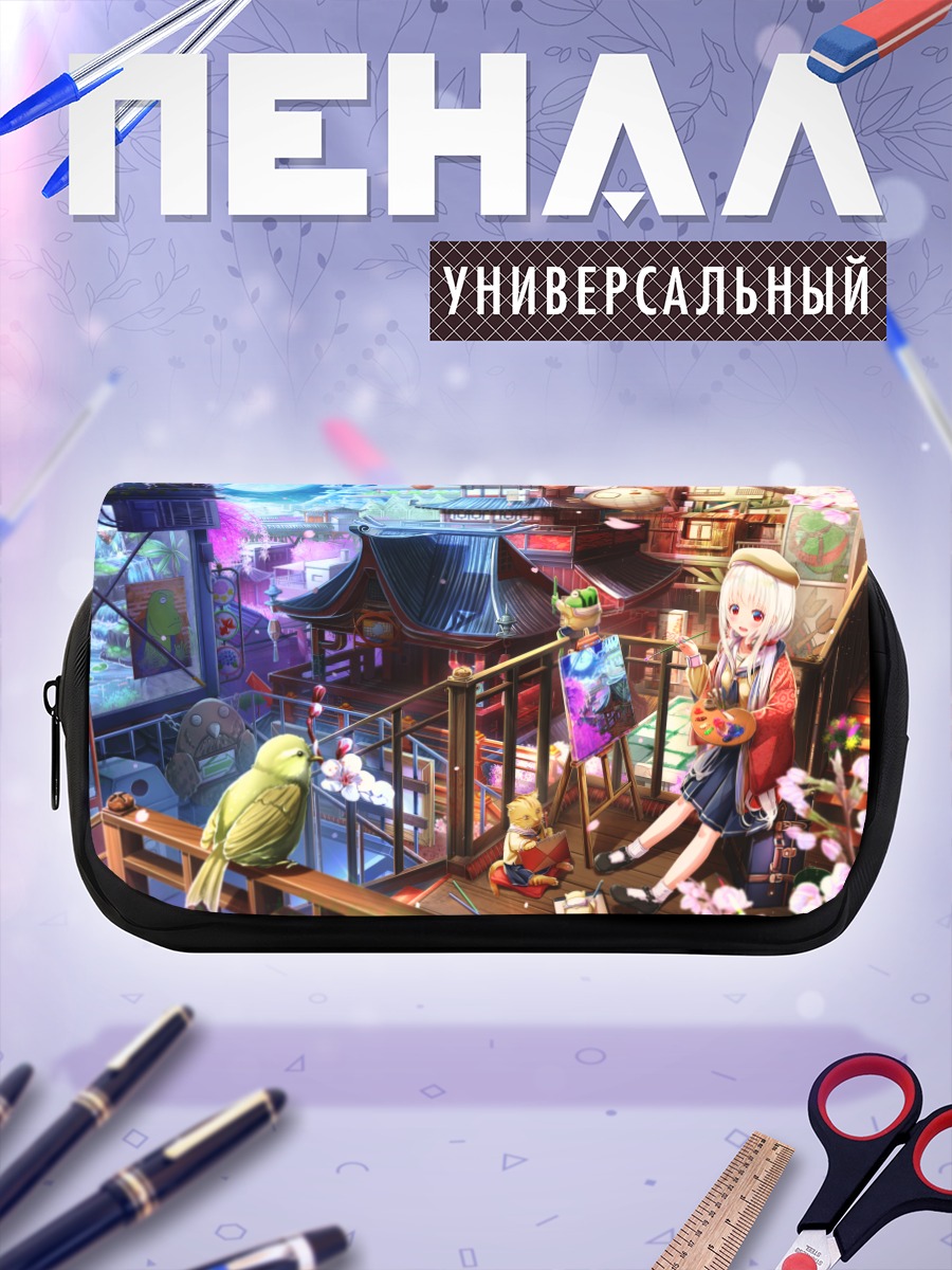 Пенал-косметичка Кот в японском городе