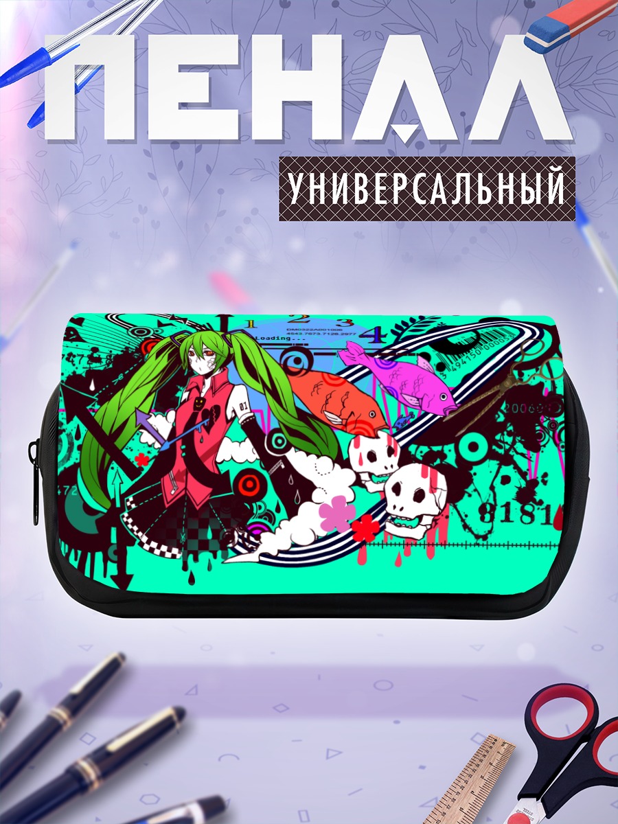 Пенал-косметичка Мику Хацунэ в неоне