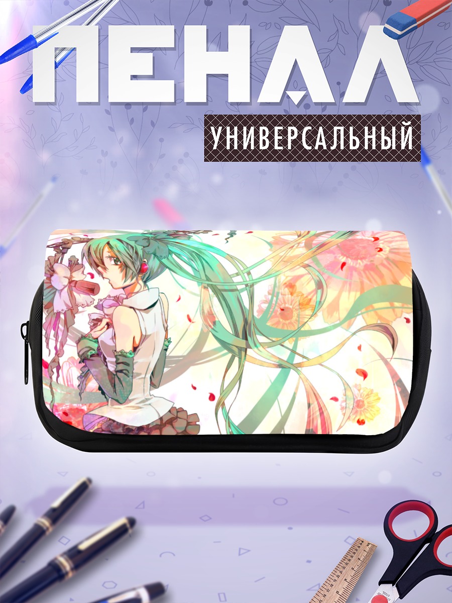 Пенал-косметичка Мику Хацунэ в цветах