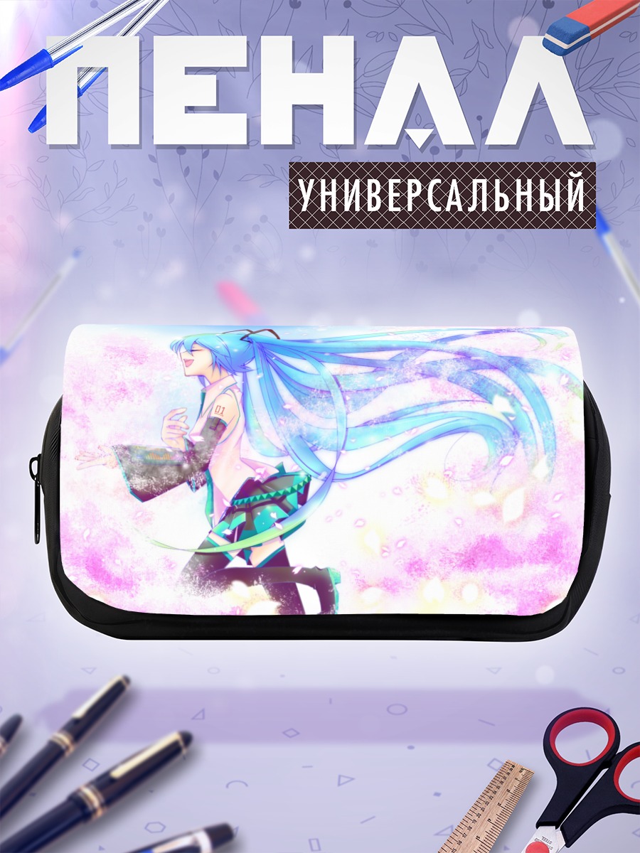 Пенал-косметичка Мику Хацунэ в цветах
