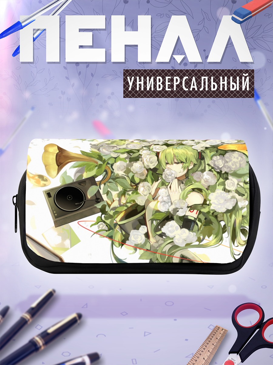 Пенал-косметичка Мику Хацунэ в цветах
