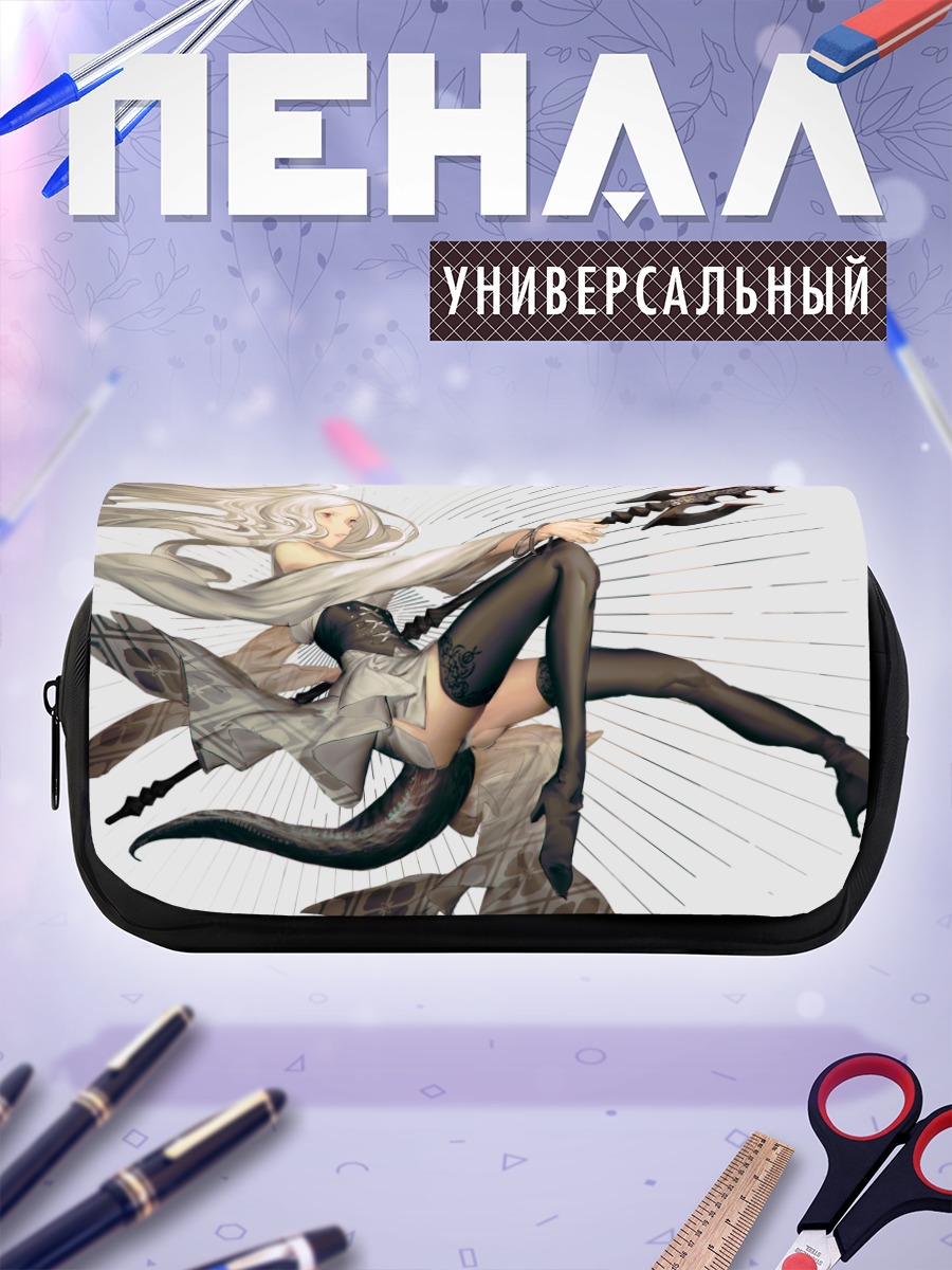 Пенал-косметичка Беловолосая воительница с копьем