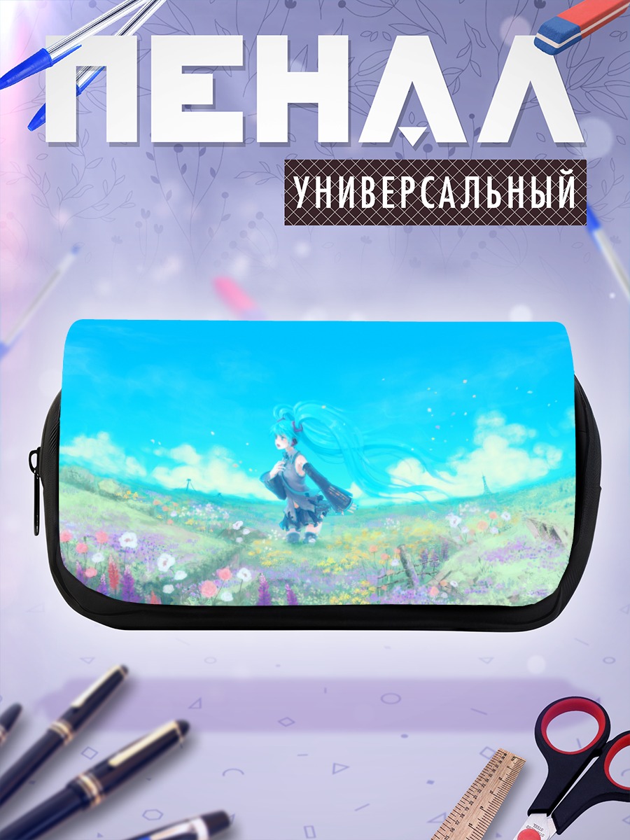 Пенал-косметичка Мику Хацунэ в цветах