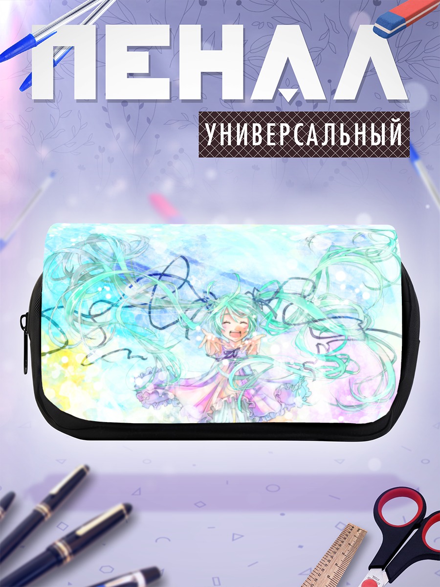 Пенал-косметичка Мику Хацунэ в цветах