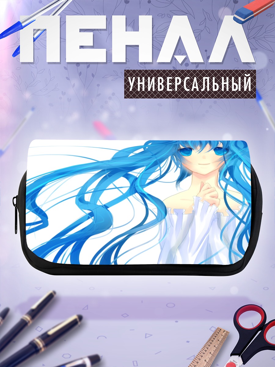 Пенал-косметичка Мику Хацунэ в голубом
