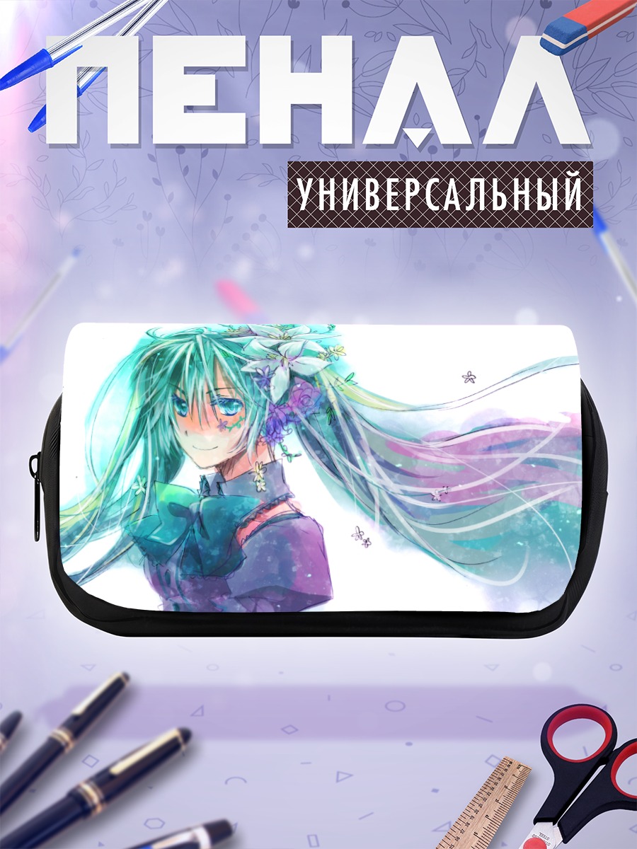 Пенал-косметичка Мику Хацунэ в цветах