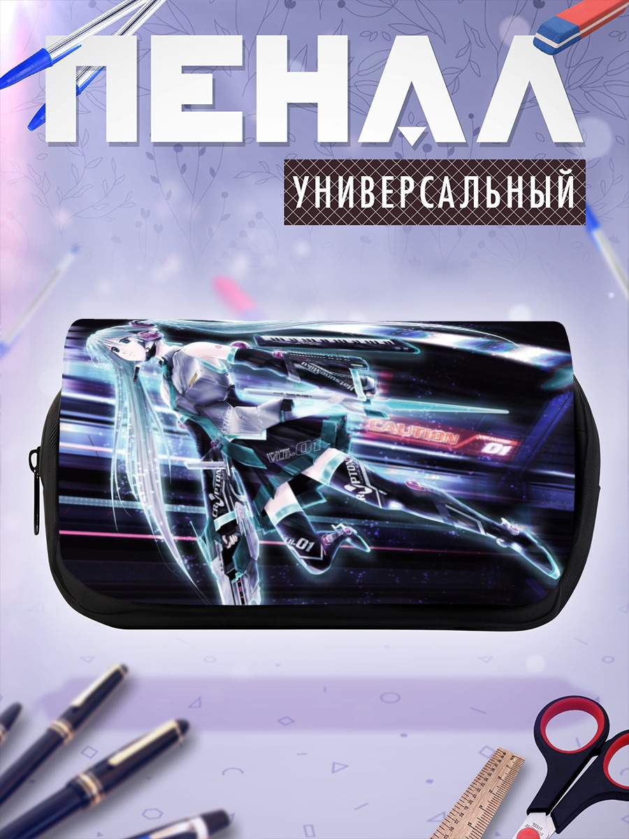 Пенал-косметичка Мику Хацунэ в неоне
