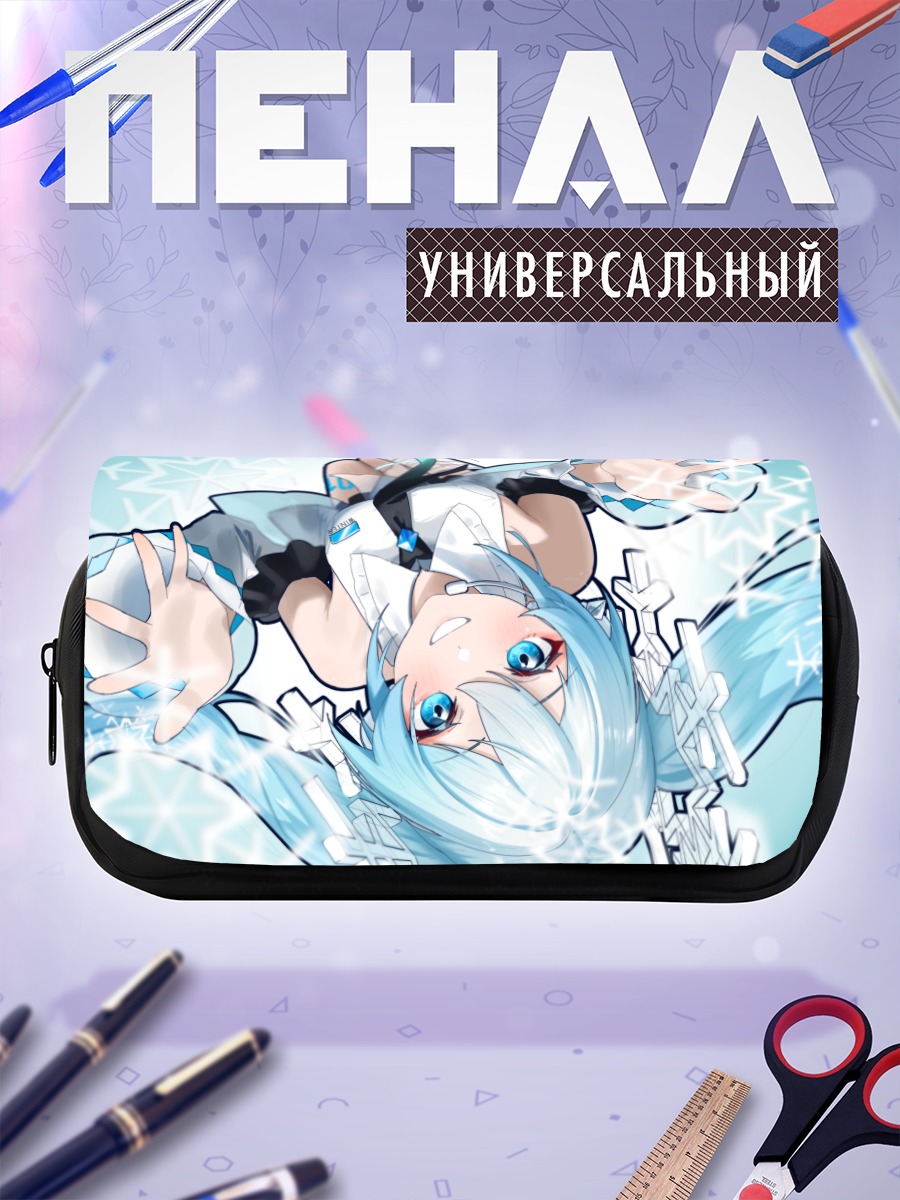 Пенал-косметичка Мику Хацунэ в снежинках