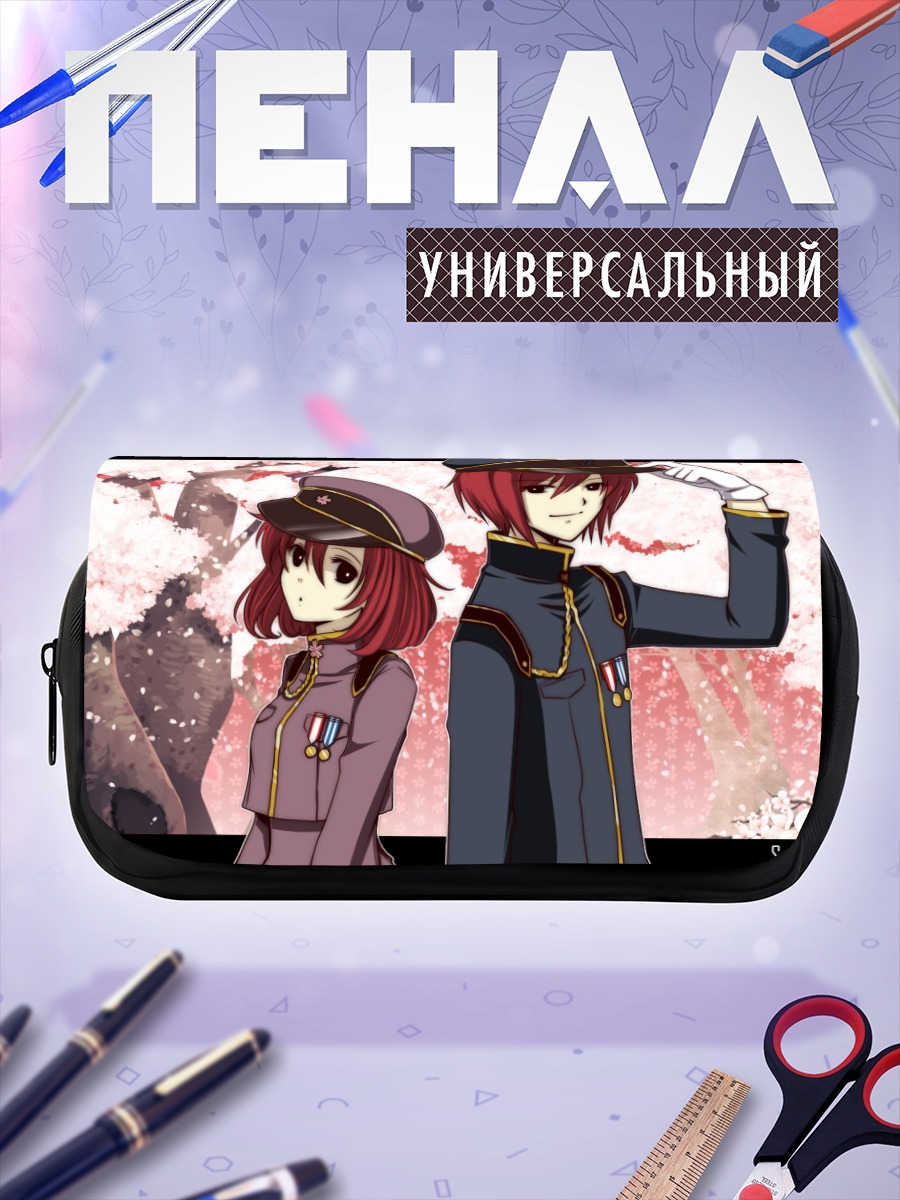 Пенал-косметичка Красные волосы в лепестках