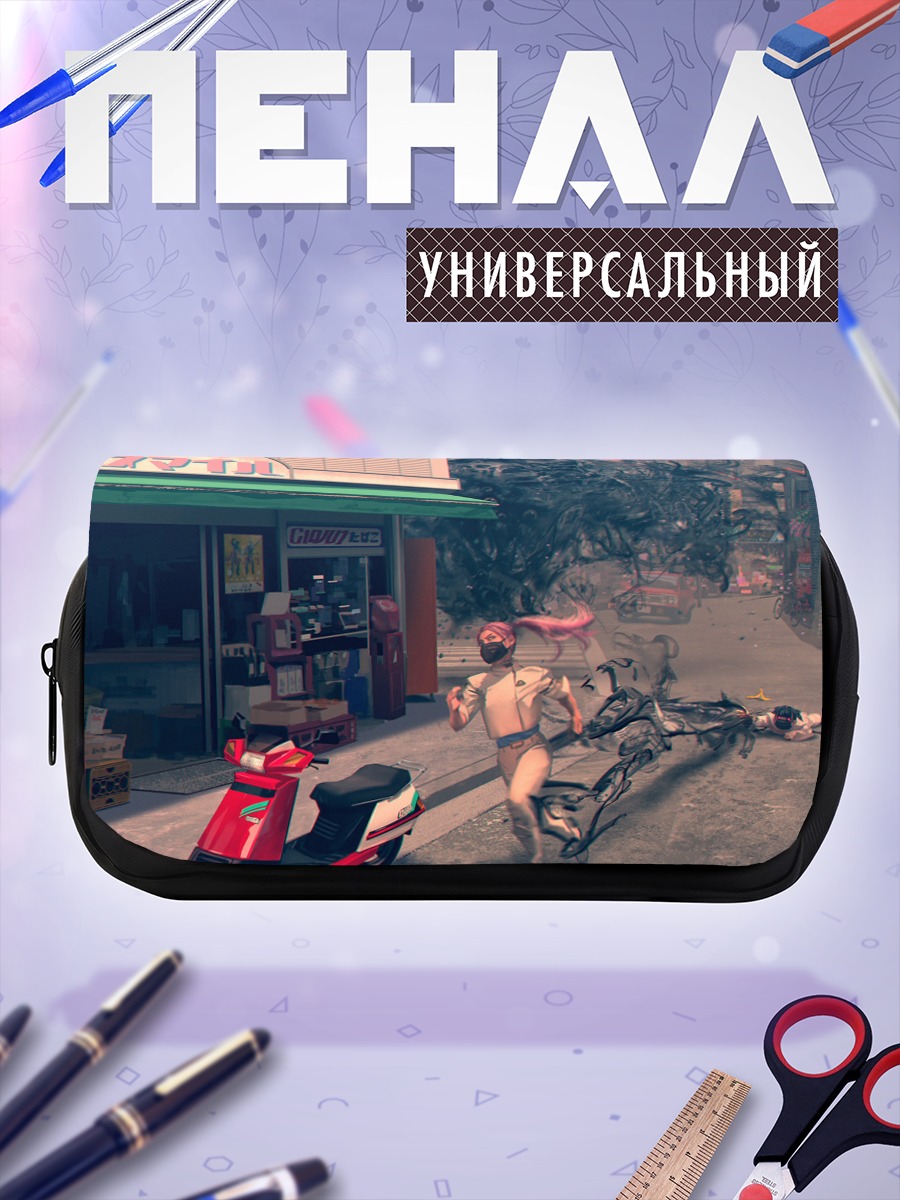 Пенал-косметичка Девушки и мотоцикл в городе