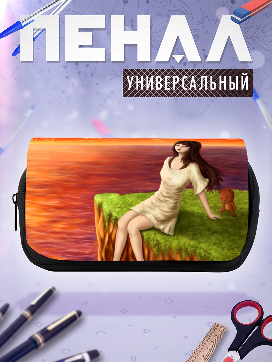 Пенал-косметичка Девушка с мишкой