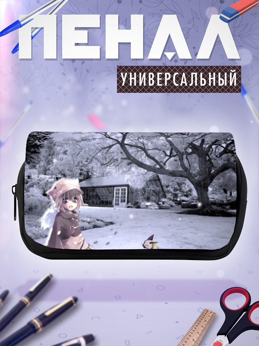 Пенал-косметичка Девочка с котом в снегу
