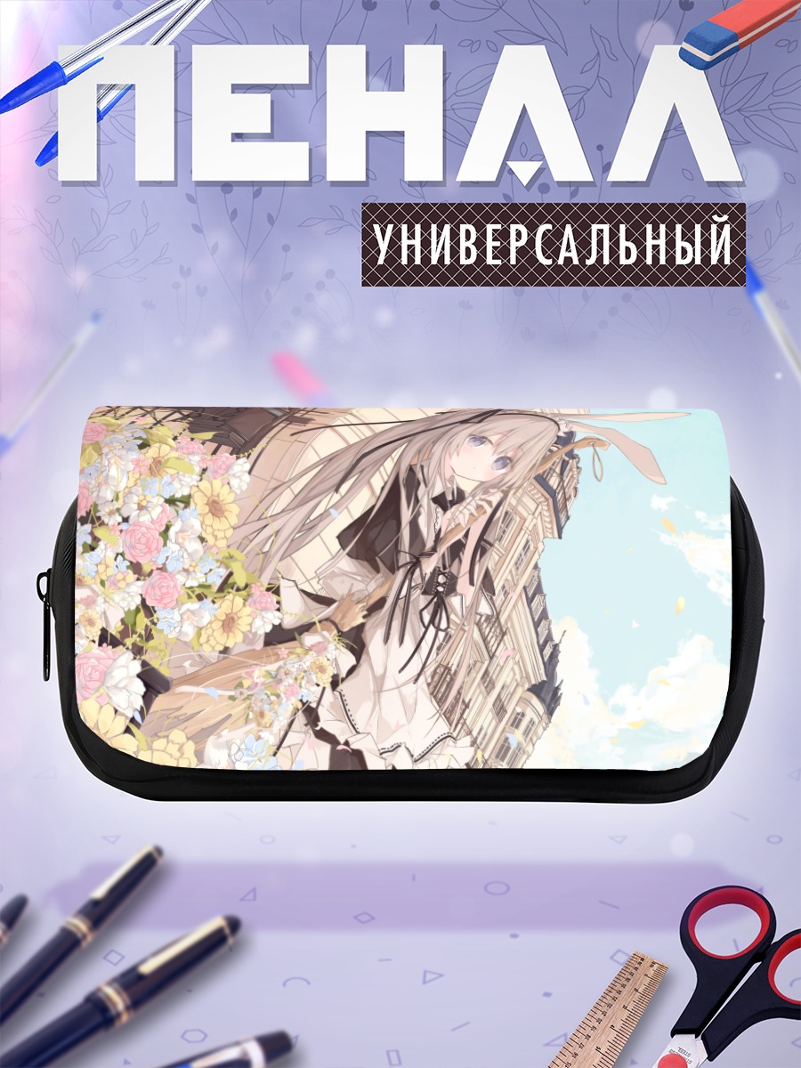 Пенал-косметичка Девушка-зайка в цветах