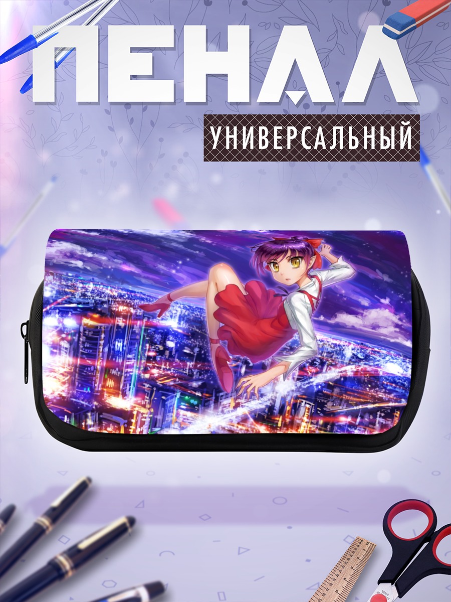 Пенал-косметичка Неко Мусуме над городом