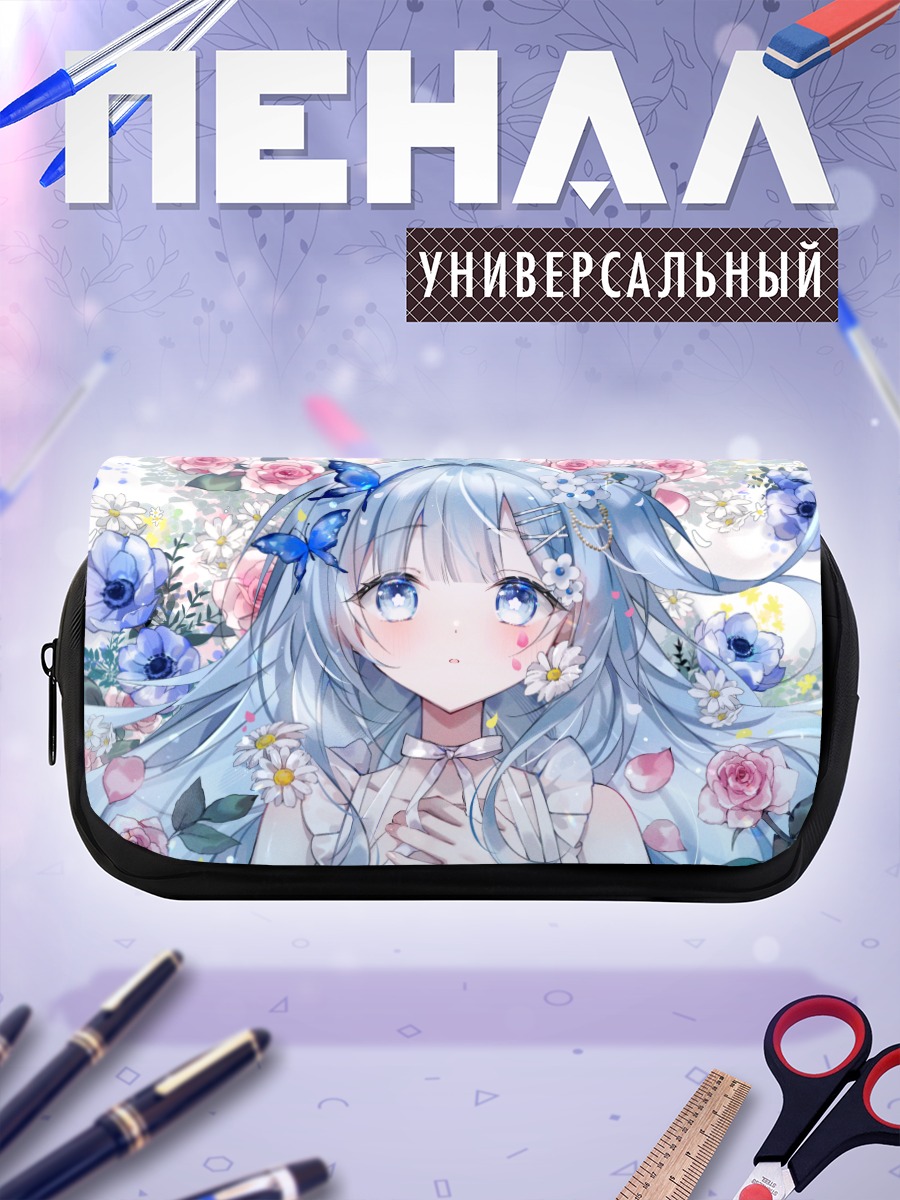 Пенал-косметичка Мику Хацунэ в цветах