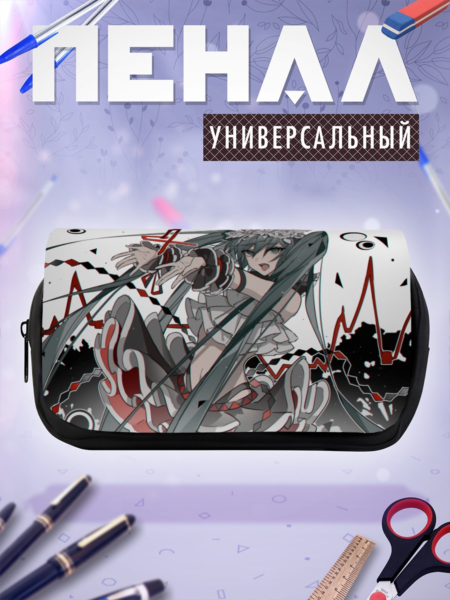 Пенал-косметичка Мику Хацунэ в цветах