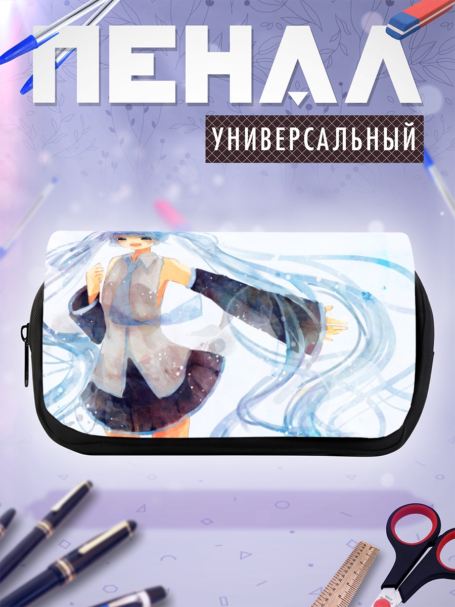 Пенал-косметичка Мику Хацунэ в голубом