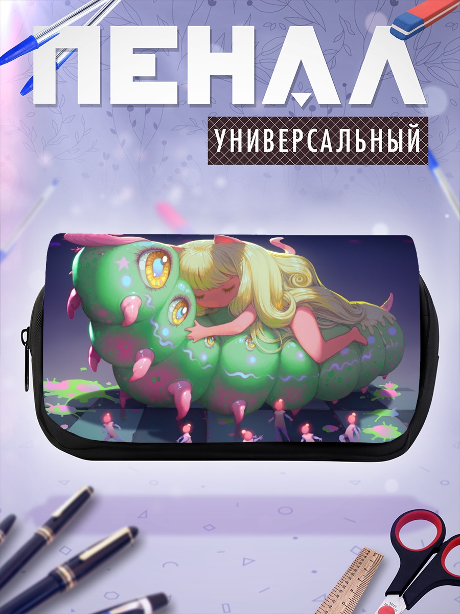 Пенал-косметичка Спящая кошкодевочка на гусенице