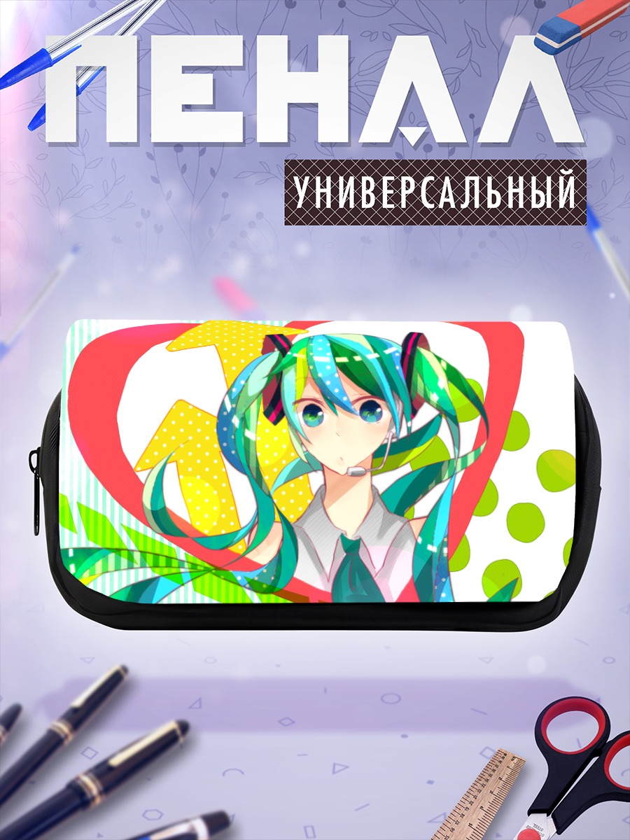 Пенал-косметичка Мику Хацунэ в цветах