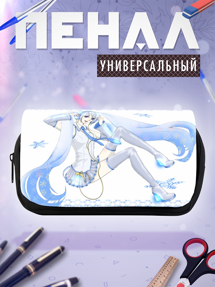 Пенал-косметичка Мику Хацунэ в снежинках