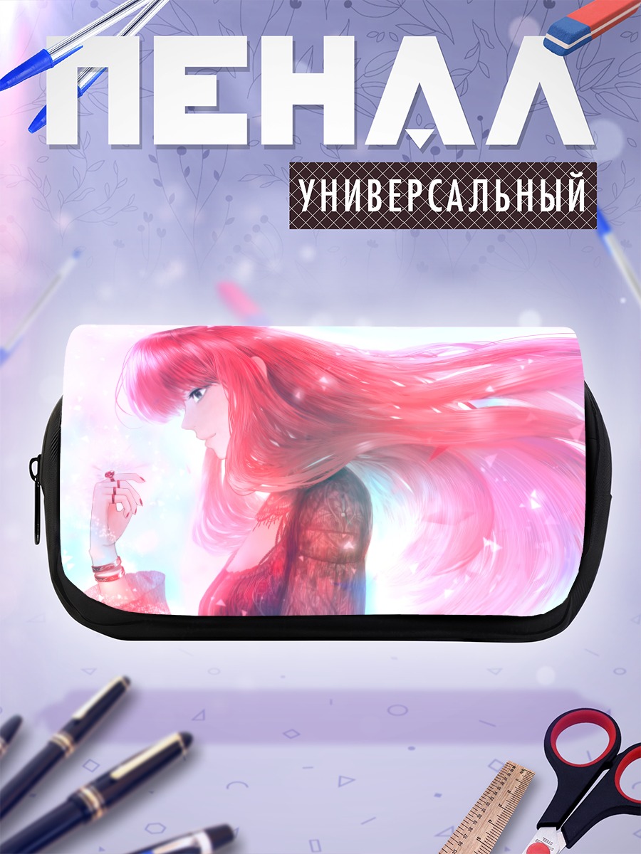 Пенал-косметичка Девушка с красными волосами