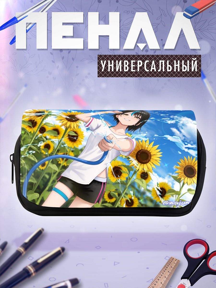 Пенал-косметичка Мику Хацунэ в подсолнухах