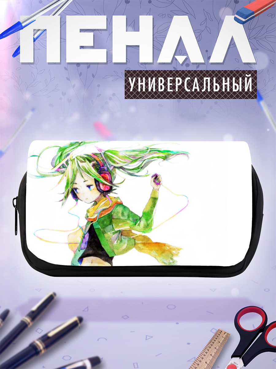 Пенал-косметичка Мику Хацунэ в наушниках