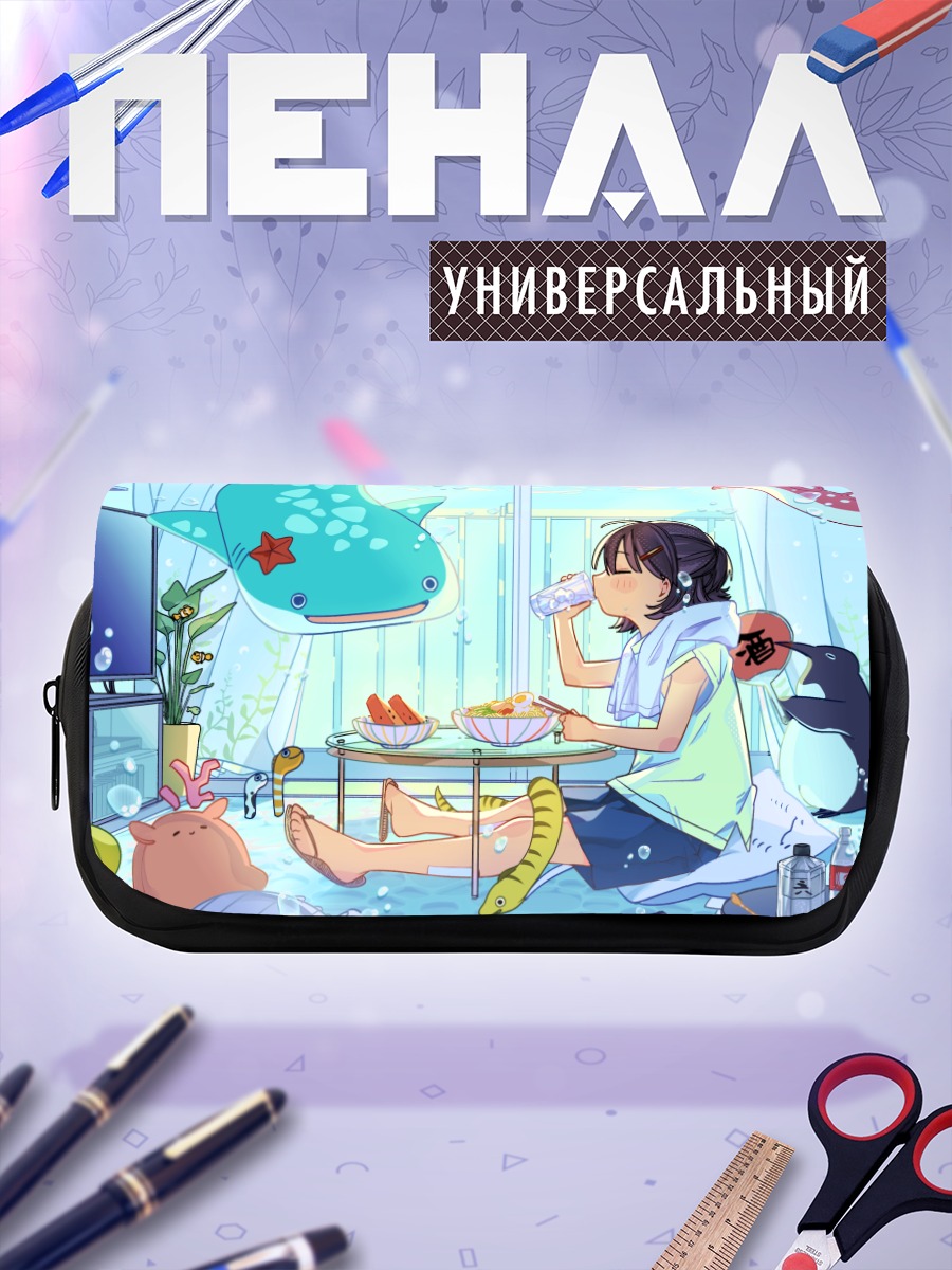 Пенал-косметичка Девушка с пингвином