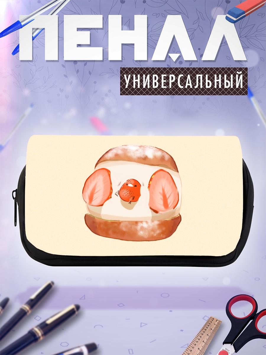 Пенал-косметичка Птичка с клубникой