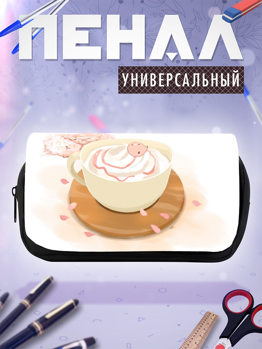 Пенал-косметичка Цветочный напиток с птичкой