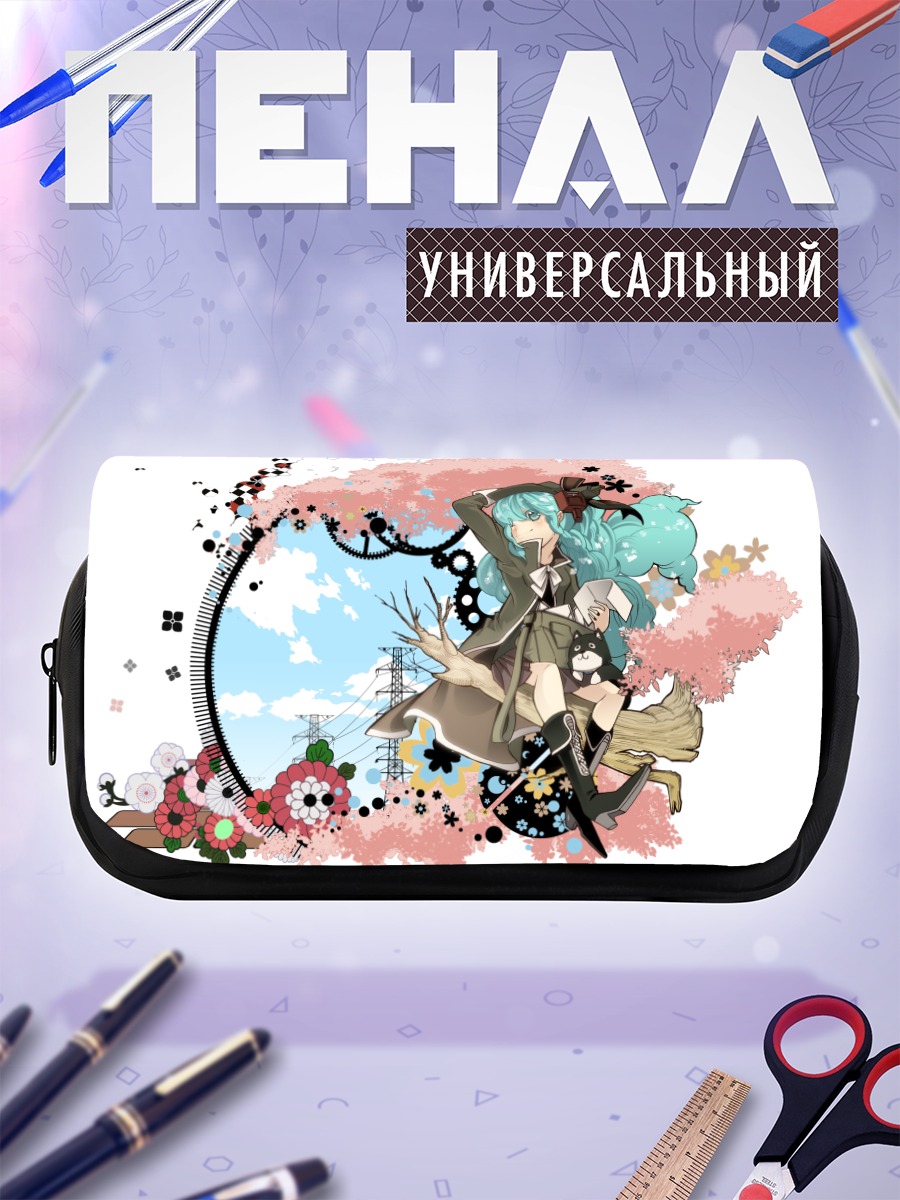 Пенал-косметичка Мику Хацунэ в цветах