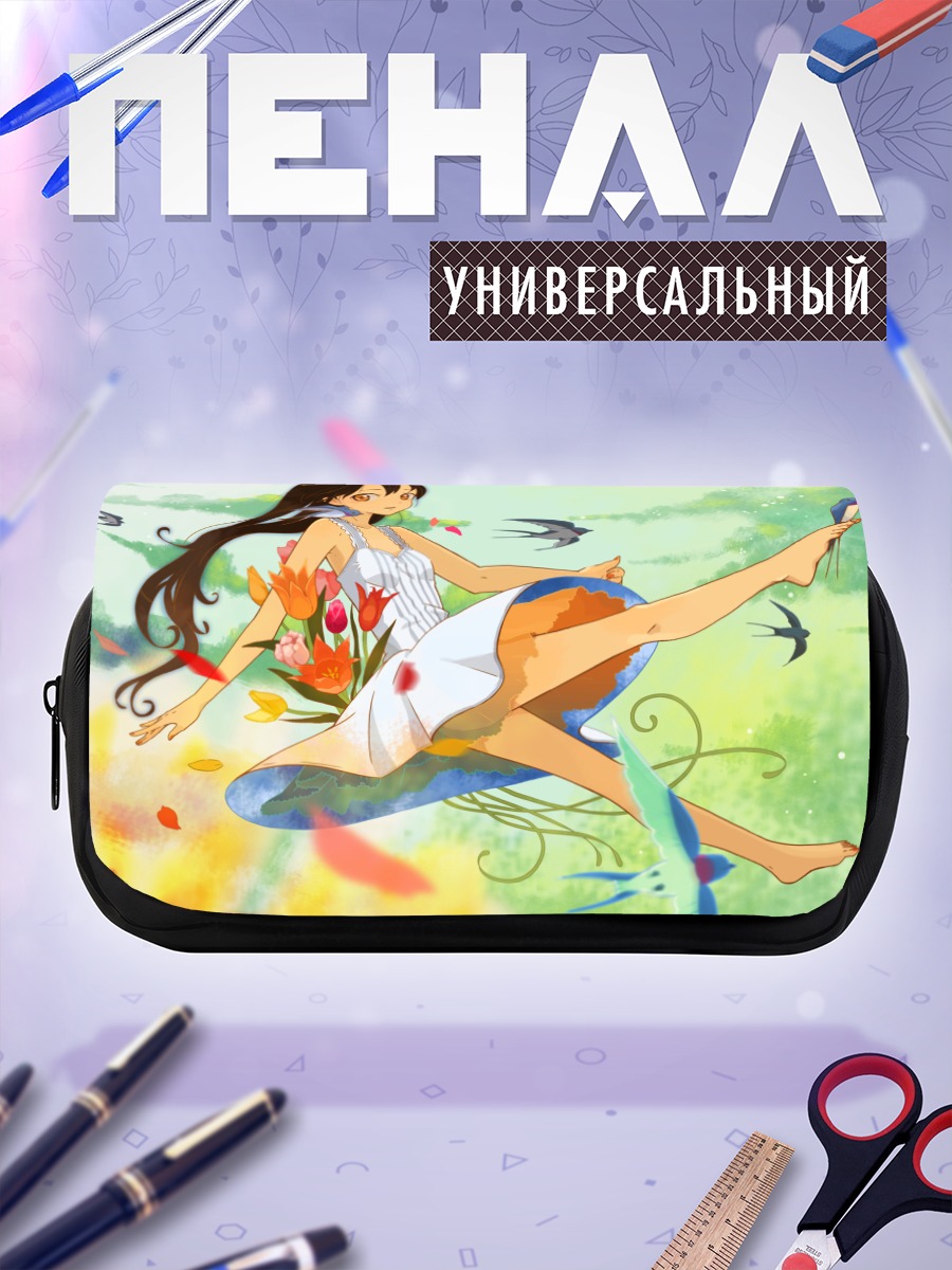 Пенал-косметичка Девушка с птицами