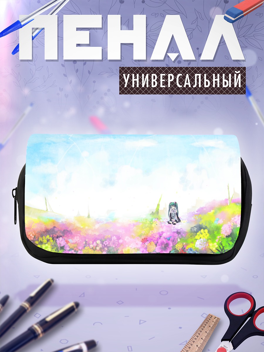 Пенал-косметичка Мику Хацунэ в цветах