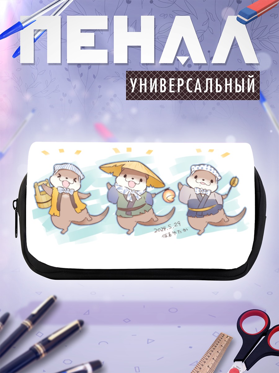 Пенал-косметичка Японские коты в шляпах