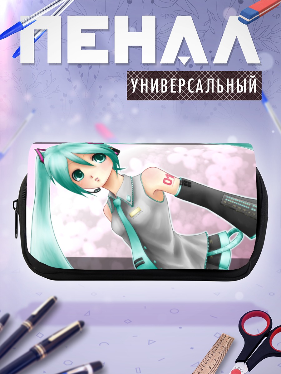 Пенал-косметичка Мику Хацунэ в цветах