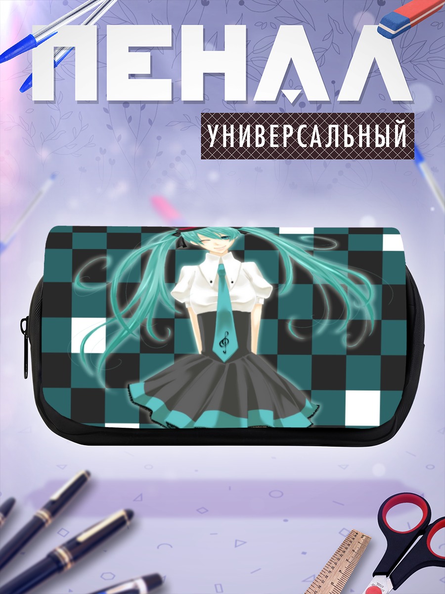 Пенал-косметичка Мику Хацунэ в цилиндре