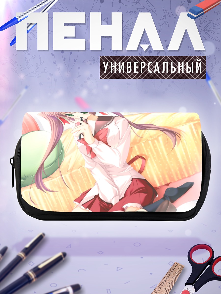 Пенал-косметичка Девушка с розовыми волосами