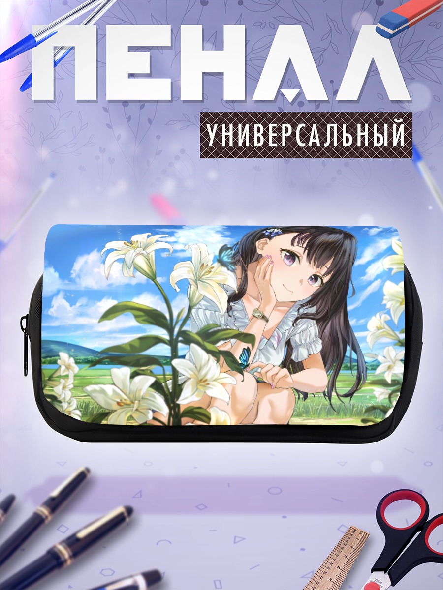 Пенал-косметичка Девушка в лилиях