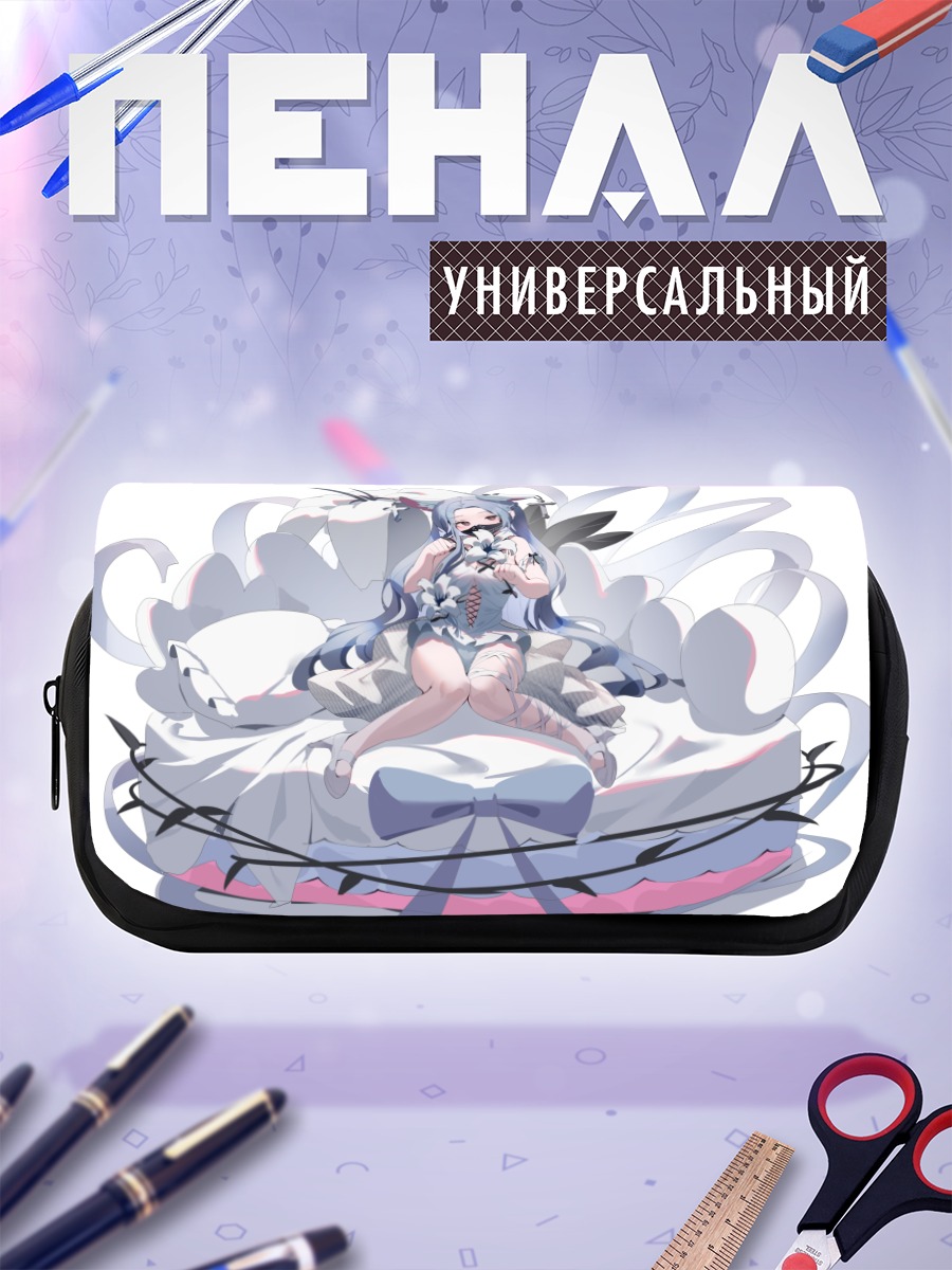 Пенал-косметичка Девушка с ушками в цветах