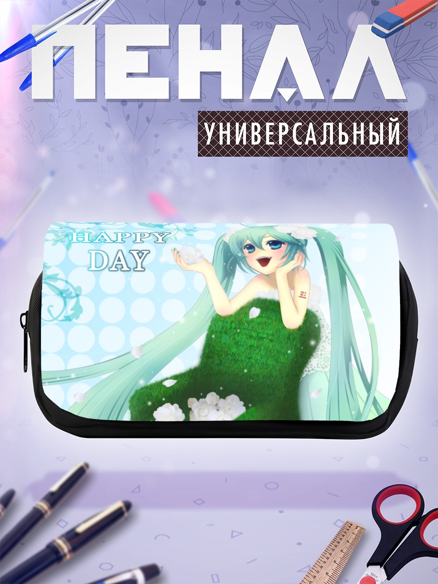 Пенал-косметичка Мику Хацунэ в цветах