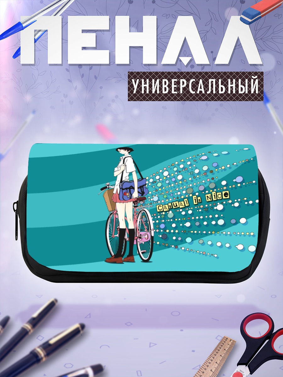 Пенал-косметичка Девушка с велосипедом