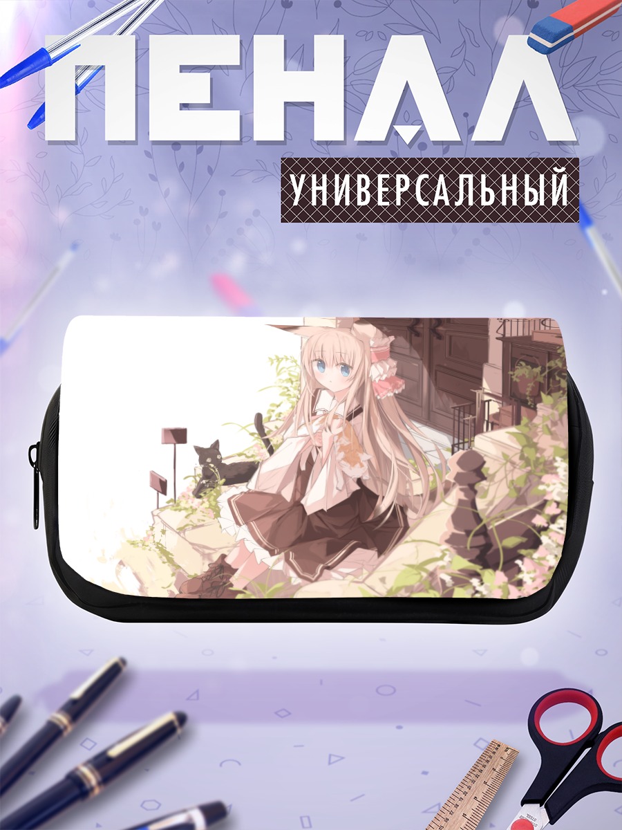 Пенал-косметичка Девочка-кошка в цветах