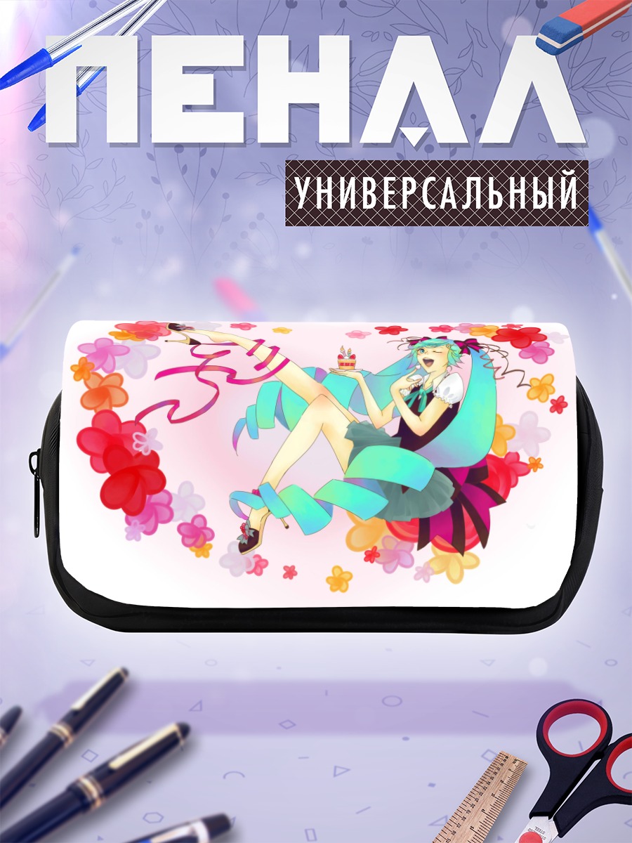 Пенал-косметичка Мику Хацунэ в цветах