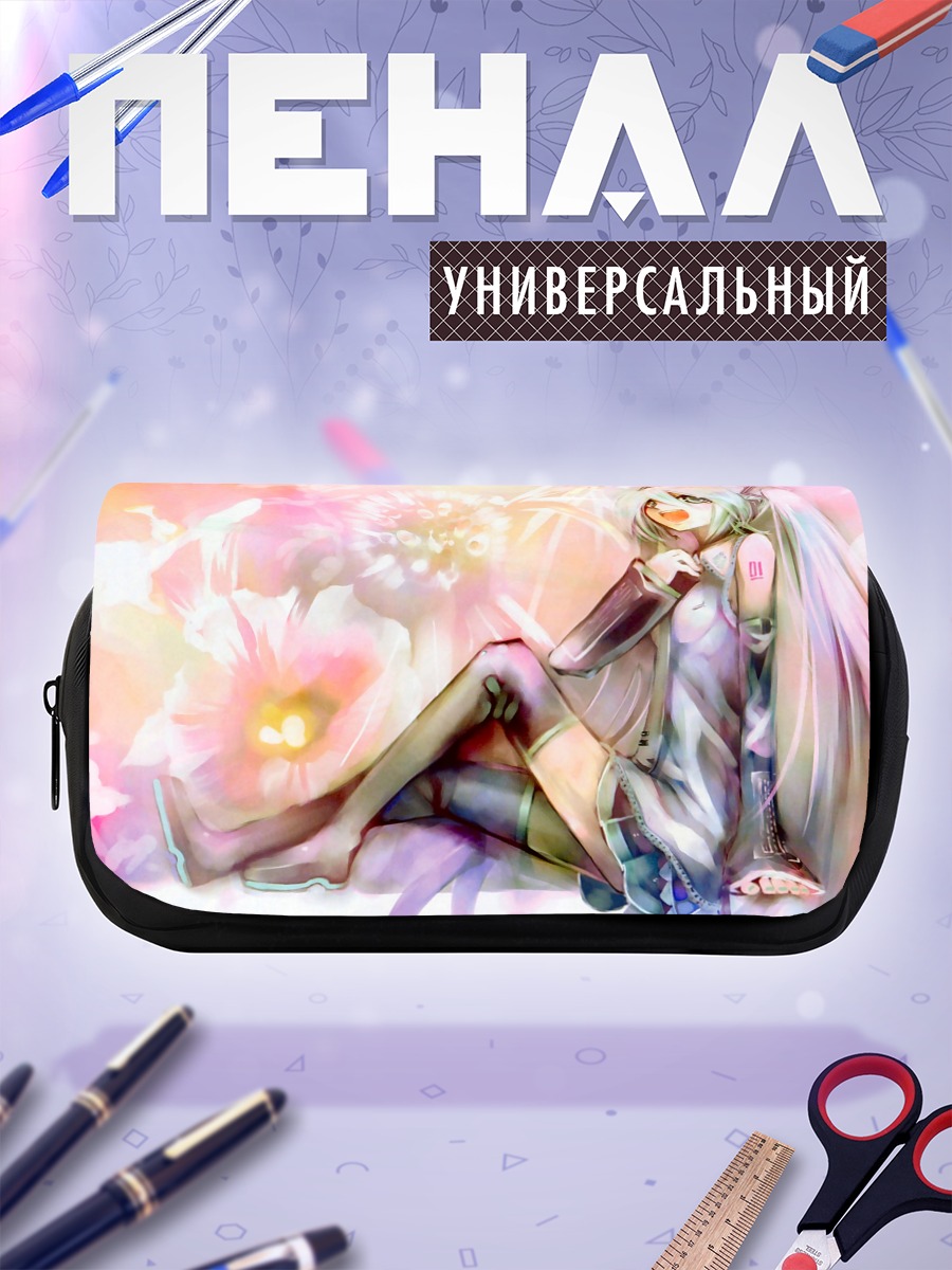 Пенал-косметичка Мику Хацунэ в цветах
